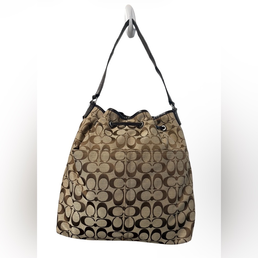 Coach Signature Stripe Drawstring Shoulder Bag - Picture 2 of 8
